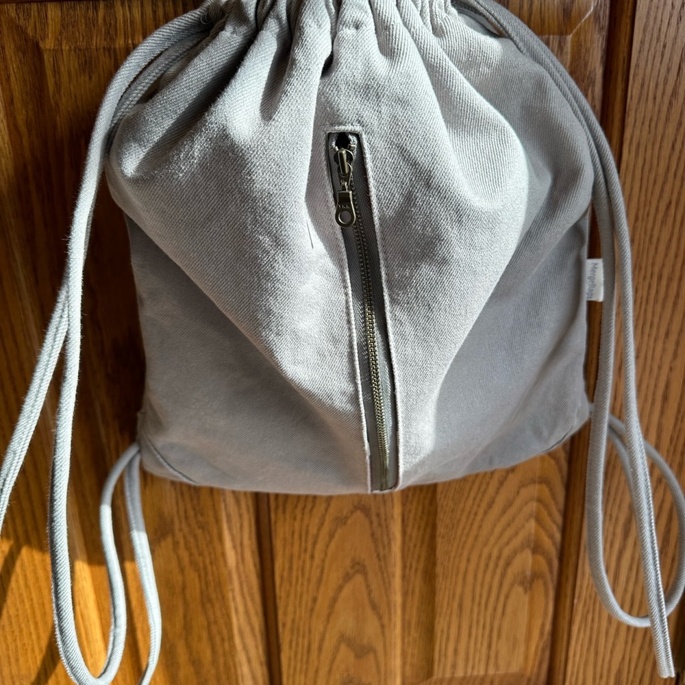 Cinch Drawstring Backpack~Gray Canvas~Mergebags - image 3